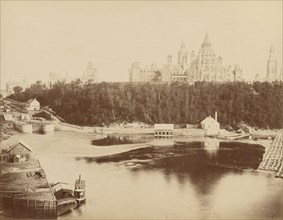 Ottawa, la riviere et le palais du parlement; Ottawa, Canada; 1860s - 1880s; Albumen silver print