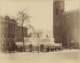 Montreal, Labyrinthe de glace devant l'eglise Notre dame; Montreal, Quebec, Canada; 1860s - 1880s; Albumen silver print