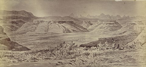 View from the Line of March near Focado. Debra Dams and the Peaks of Adwa in the distance; about 1867 - 1868; Albumen silver