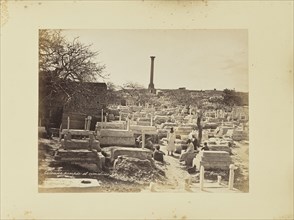 Colonne Pompée et cimetière; Félix Bonfils, French, 1831 - 1885, 1870s; Albumen silver print