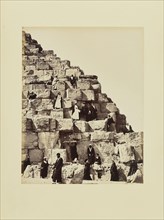 Group Portrait on the Stone Blocks of a Pyramid, Egypt; Possibly Félix Bonfils, French, 1831 - 1885, 1870s; Albumen silver