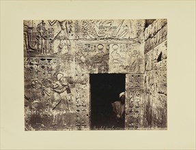 Egypte. sic Bas relief dans la 2eme cour á droite du temple de Ramessès; Félix Bonfils, French, 1831 - 1885, 1870s; Albumen