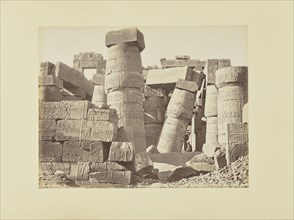 Karnak. Ruins de la salle hypostyle, vue de l'intérieur, égypte; Félix Bonfils, French, 1831 - 1885, 1870s; Albumen silver