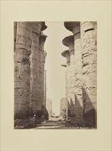 Karnak. Avenue centrale de la salle hypostyle, égypte; Félix Bonfils, French, 1831 - 1885, 1870s; Albumen silver print