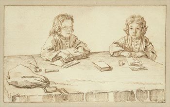 Portraits of Serafino and Francesco Falzacappa; Pier Leone Ghezzi, Italian, 1674 - 1755, about 1720; Black chalk, pen and brown