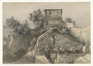 Landscape with the Château Gaillard; Jean-Jacques de Boissieu, French, 1736 - 1810, 1796; Pen with black and gray ink and brush