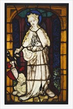 Saint Margaret; German; Cologne, ?, Germany; about 1420 - 1430; Pot-metal and colorless glass, oxide paint, and silver stain