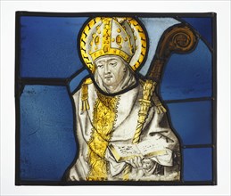 A Bishop Saint; French ?; France, ?, about 1500; Colorless glass, vitreous paint, and silver stain; lead came