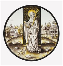 Saint Bernard; German; Cologne, ?, Germany; about 1500; Colorless glass, vitreous paint, and silver stain; 23.2 x 1 cm