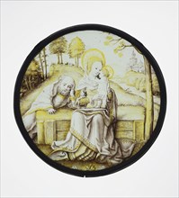 Rest on the Flight into Egypt; South Netherlandish; Bruges, ?, South Netherlands; about 1510; Colorless glass, vitreous paint