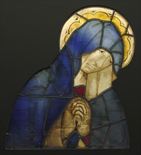 The Virgin; German; Germany; about 1420; Pot-metal, flashed, and colorless glass, vitreous paint, and silver stain; lead came