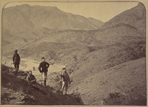 Soldiers on hillside; John Burke, British, active 1860s - 1870s, Afghanistan; 1878 - 1879; Albumen silver print