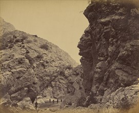 Figures walking path between hills; John Burke, British, active 1860s - 1870s, Afghanistan; 1878 - 1879; Albumen silver print