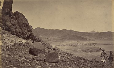 Two soldiers on hillside; John Burke, British, active 1860s - 1870s, Afghanistan; 1878 - 1879; Albumen silver print