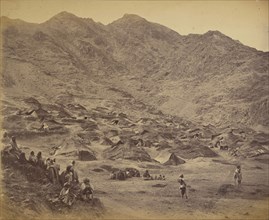 Camp at foot of hills; John Burke, British, active 1860s - 1870s, Afghanistan; 1878 - 1879; Albumen silver print