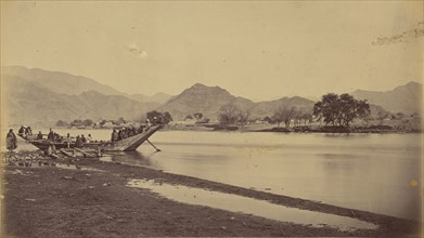Boat in river; John Burke, British, active 1860s - 1870s, Afghanistan; 1878 - 1879; Albumen silver print