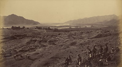 Men on hill surveying desert; John Burke, British, active 1860s - 1870s, Afghanistan; 1878 - 1879; Albumen silver print