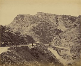 Men and donkeys on mountain path; John Burke, British, active 1860s - 1870s, Afghanistan; 1878 - 1879; Albumen silver print