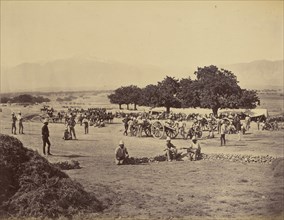 Soldiers on battlefield; John Burke, British, active 1860s - 1870s, Afghanistan; 1878 - 1879; Albumen silver print