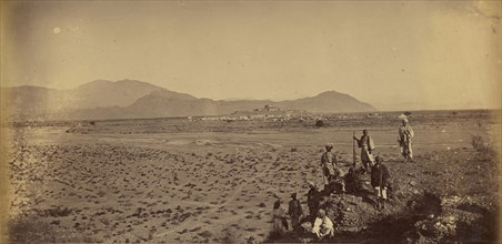 Men on hill overlooking desert; John Burke, British, active 1860s - 1870s, Afghanistan; 1878 - 1879; Albumen silver print