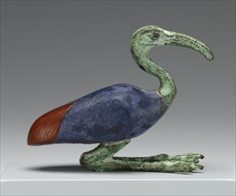 Statuette of an Ibis; Egypt; 3rd century B.C. - 1st century A.D; Glass and bronze; 6.3 x 8 cm, 2 1,2 x 3 1,8 in