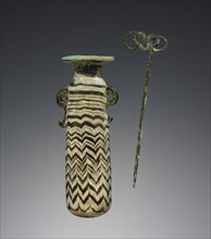 Alabastron; Eastern Mediterranean; 6th - 4th century B.C; Glass and bronze; 9.4 cm, 3 11,16 in