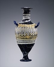 Core-formed Dark Blue Amphoriskos; Eastern Mediterranean; 3rd - 1st century B.C; Glass; 11.4 cm, 4 1,2 in