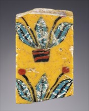 Floral Plaque Fragment; Eastern Mediterranean; end of 1st century B.C. - 1st century A.D; Glass; 4.7 cm, 1 7,8 in
