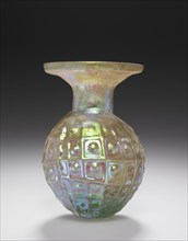 Sprinkler Flask; Eastern Mediterranean, Roman Empire; 3rd–4th century A.D; Glass; 8.3 × 6.3 cm, 3 1,4 × 2 1,2 in