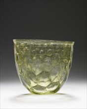 Cup; Eastern Mediterranean, or Rhine area?, about 4th century; Glass; 9.3 x 10.5 cm, 3 11,16 x 4 1,8 in