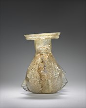 Colorless Sprinkler Flask with pinched decoration; Roman Empire; 3rd - 4th century; Glass; 7.5 x 5 cm, 2 15,16 x 1 15,16 in