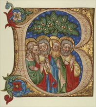 Initial B: Four Saints; Olivetan Master, Italian, active about 1425 - about 1450, Lombardy, Italy; about 1450; Tempera and gold