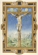 Crucifixion; Vincent Raymond, French, died 1557, active by 1535, Rome, Italy; about 1545; Tempera and gold on parchment; Leaf