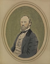 Portrait of a seated man; American; about 1850 - 1860; Hand-colored salted paper print; 21.1 × 15 cm, 8 5,16 × 5 7,8 in