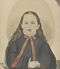 (Portrait of a young girl, American; 1850s; Hand-colored salted paper print; 22.3 x 17.7 cm, 8 3,4 x 6 15,16 in