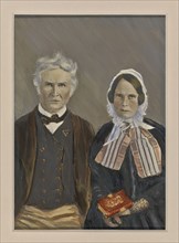 (Portrait of a couple, American; 1850s; Hand-colored salted paper print; 20.5 x 15.3 cm, 8 1,16 x 6 in
