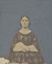 Portrait of a young woman; American; 1850s; Hand-colored salted paper print; 21.4 x 17 cm, 8 7,16 x 6 11,16 in