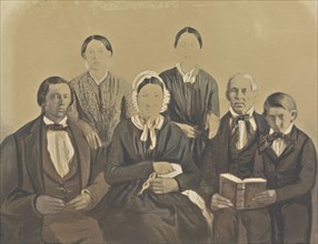 Group Portrait of the Pratt,King Family; American; 1848; Hand-colored salted paper print; 20.3 x 24.7 cm, 8 x 9 3,4 in