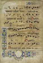 Music Text; Francesco di Antonio del Chierico, Italian, 1433 - 1484, Florence, Italy; third quarter of 15th century; Tempera