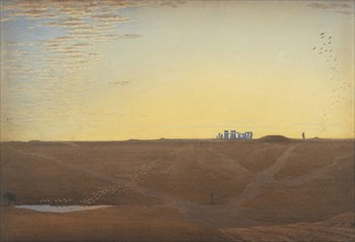 Stonehenge - Twilight; William Turner of Oxford, British, 1789 - 1862, Salisbury Plain, England; about 1840; Watercolor