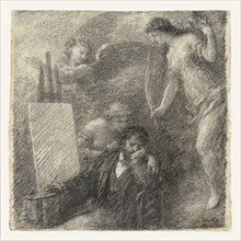 The Discouraged Artist, Le Découragement de l'artiste, Henri Fantin-Latour, French, 1836 - 1904, 1895; Black lithographic