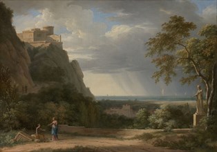 Classical Landscape with Figures and Sculpture; Pierre-Henri de Valenciennes, French, 1750 - 1819, 1788; Oil on panel