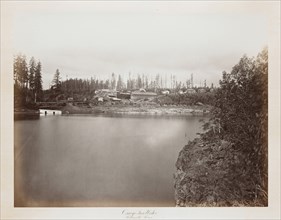 Oswego Iron Works, Willamette River; Carleton Watkins, American, 1829 - 1916, Oregon, United States; 1867; Albumen silver print