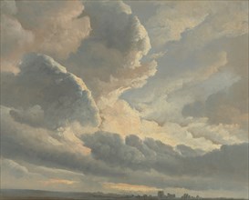Study of Clouds with a Sunset near Rome; Simon Alexandre Clément Denis, Flemish, 1755 - 1812, 1786 - 1801; Oil on paper