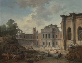 Demolition of the Château of Meudon; Hubert Robert, French, 1733 - 1808, France; 1806; Oil on canvas; 113.3 × 146 cm