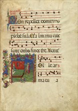 Initial T: Isaac and Esau; Attributed to Franco dei Russi, Italian, active about 1453 - 1482, Ferrara, Italy; about 1455 - 1461