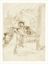 The Holy Family with Angels before an Arch; Giovanni Battista Tiepolo, Italian, 1696 - 1770, second half of 1750s; Pen