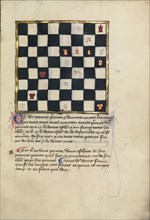 Chess Problem; Northern France, France; late 14th century; Tempera colors and gold leaf on parchment; Leaf: 24.8 x 16.8 cm