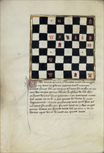 Chess Problem; Northern France, France; late 14th century; Tempera colors and gold leaf on parchment; Leaf: 24.8 x 16.8 cm