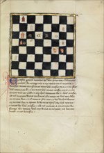 Chess Problem; Northern France, France; late 14th century; Tempera colors and gold leaf on parchment; Leaf: 24.8 x 16.8 cm